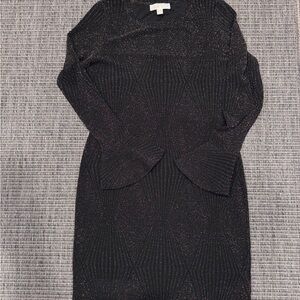 Michael Kors Shimmering Black Long Sleeve Dress